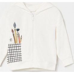 Rozpinana bluza z kapturem - Kremowy. Białe bluzy męskie Reserved, m, bez wzorów, z kapturem, bez rękawów, z kapturem. Za 59,99 zł.