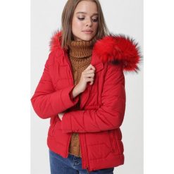 Czerwona Kurtka Gravataí. Czerwone kurtki damskie Born2be, na zimę, s, bez wzorów, z futra, długie, bez kaptura. Za 239,99 zł.