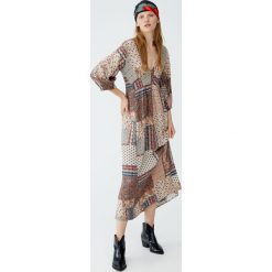 Patchworkowa sukienka midi. Szare sukienki damskie marki Pull&Bear, midi. Za 139,00 zł.