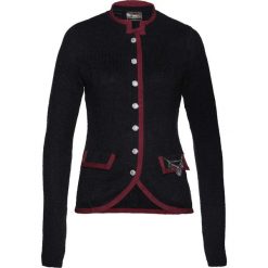 Sweter rozpinany ludowy z domieszką wełny bonprix antracytowo-czerwony klonowy. Szare golfy damskie bonprix, z materiału. Za 124,99 zł.