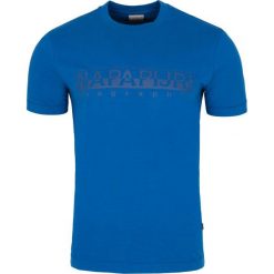 T-shirt Napapijri. Niebieskie t-shirty męskie Napapijri, m, bez wzorów, z jeansu, z włoskim kołnierzykiem. Za 169,00 zł.