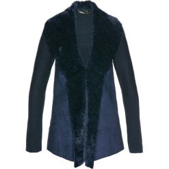 Kardigany damskie: Sweter rozpinany ze sztucznym futerkiem bonprix ciemnoniebieski