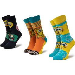Zestaw 3 par wysokich skarpet unisex HAPPY SOCKS - XBOB08-0100 Kolorowy. Skarpetki damskie Happy Socks, bez wzorów, z elastanu. Za 159,90 zł.