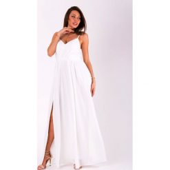 EVA&LOLA SUKIENKA BIAŁY 51008-2. Białe sukienki damskie EVA&LOLA, s, bez wzorów, bez kołnierzyka, bez rękawów. Za 167,59 zł.