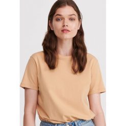 T-shirt z bawełny organicznej - Beżowy. Brązowe t-shirty damskie Reserved, s, bez wzorów, z bawełny, bez kołnierzyka. Za 49,99 zł.
