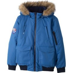 Kurtka outdoorowa z odpinanym kapturem bonprix lodowy niebieski - ciemnoniebieski. Niebieskie kurtki dziewczęce bonprix, bez wzorów, z polaru. Za 99,99 zł.