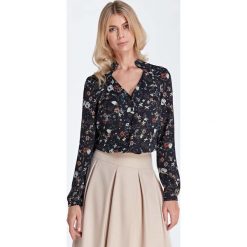 Elegancka Bluzka z Ozdobnym Dekoltem - Wzór Ecru. Białe podkoszulki damskie Molly.pl, xl, bez wzorów, eleganckie, bez kołnierzyka, z długim rękawem. Za 121,90 zł.