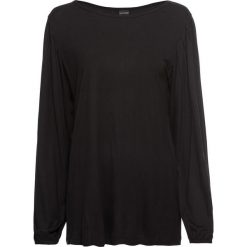 Shirt z rękawami balonowymi bonprix czarny. Czarne koszulki damskie bonprix, bez wzorów, bez kołnierzyka, bez rękawów. Za 44,99 zł.