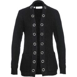 Sweter bez zapięcia bonprix czarno-srebrny. Czarne swetry damskie bonprix, bez wzorów, bez rękawów, bez kaptura. Za 54,99 zł.
