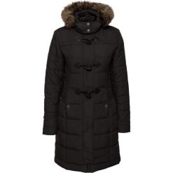 Kurtka pikowana z odpinanym sztucznym futerkiem bonprix czarny. Czarne kurtki damskie marki bonprix, bez wzorów, eleganckie, bez kaptura. Za 269,99 zł.