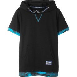 Shirt z kapturem bonprix czarny. Czarne t-shirty chłopięce bonprix, z aplikacjami, bez rękawów. Za 37,99 zł.