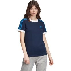 Adidas Originals 3-Stripes Koszulka Niebieski. Niebieskie koszulki damskie adidas Originals, s, z haftami, z bawełny, bez kołnierzyka, z krótkim rękawem. Za 128,95 zł.