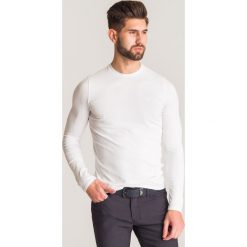 Biały longsleeve Emporio Armani z logo marki - Biały. Białe bluzy męskie Emporio Armani, m, bez wzorów, bez kołnierzyka, bez rękawów, bez kaptura. Za 369,00 zł.