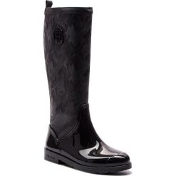 Kalosze TOMMY HILFIGER - Shiny Camo Long Rain FW0FW03602 Black 990. Czarne buty zimowe damskie TOMMY HILFIGER, ze skóry ekologicznej. Za 599,00 zł.