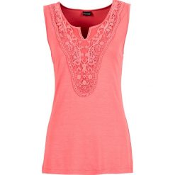 Topy damskie: Top shirtowy z koronką bonprix koralowy