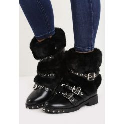 Czarne Botki Sasquach. Czarne buty zimowe damskie Born2be, na niskim obcasie. Za 129,99 zł.