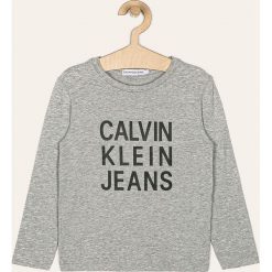 Calvin Klein Jeans - Longsleeve dziecięcy 104-176 cm. Szare t-shirty chłopięce Calvin Klein Jeans, z nadrukiem, z elastanu, z długim rękawem. W wyprzedaży za 119,90 zł.
