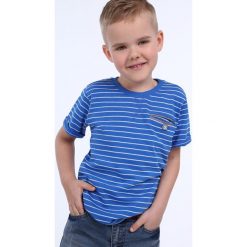 T-shirt chłopięcy w paski chabrowy NDZ4474. Niebieskie t-shirty chłopięce marki Fasardi, w paski, bez rękawów. Za 39,00 zł.