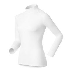 Bluzki z falbaną: Odlo Koszulka damska Shirt l/s turtle neck Warm biała r. XS (152011)