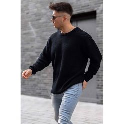 Męski sweter ERNESTO. Czarne swetry męskie IVET, m, bez wzorów, klasyczne, z klasycznym kołnierzykiem, bez kaptura. W wyprzedaży za 69,00 zł.