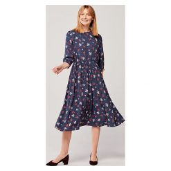 Sukienka Livia Nisoria granatowa 36 niebieski. Niebieskie sukienki damskie na jesień, s, w kwiaty, z bawełny, midi. Za 497,00 zł.