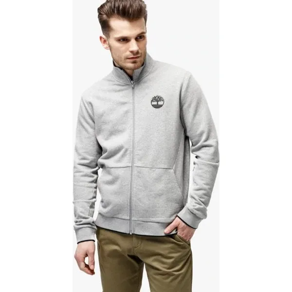 Timberland Bluza Westfield River Zip Thru Tipped Funnel Neck , szary, rozmiar L. Szare bluzy męskie Timberland, m, bez wzorów, z bawełny, klasyczne, bez kołnierzyka, bez rękawów, bez kaptura. W wyprzedaży za 207,99 zł.