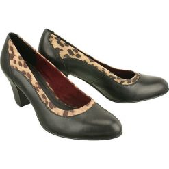 JANA 22400-25 black/leo, czółenka damskie. Czarne czółenka damskie Jana, bez wzorów, ze skóry, bez obcasa, na obcasie. Za 199,90 zł.