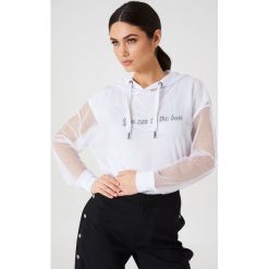 Bluzy damskie: Rut&Circle Siateczkowa bluza oversize z kapturem – White
