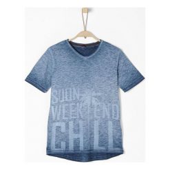 S.Oliver T-Shirt Chłopięcy M Niebieski. Niebieskie t-shirty chłopięce z krótkim rękawem marki S.Oliver, z nadrukiem. Za 80,00 zł.