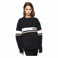 Diesel bluza damska Phylo 00S2JY-0SAWB M czarna. Czarne bluzy damskie Diesel, s, w paski. Za 339,00 zł.
