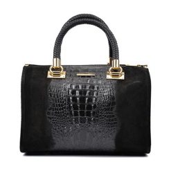 Torebki klasyczne damskie: Skórzana torebka w kolorze czarnym – (S)32 x (W)24 x (G)17 cm
