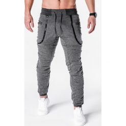 SPODNIE MĘSKIE DRESOWE P426 - GRAFITOWE. Szare spodnie dresowe męskie Ombre Clothing, z bawełny. Za 35,00 zł.