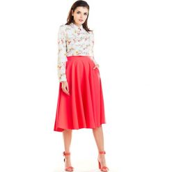 Spódnica midi rozkloszowana fuksja - 36. Czerwone spódniczki damskie e-margeritka.pl, na co dzień, xl, bez wzorów, z poliesteru, eleganckie, z podwyższonym stanem, midi, rozkloszowane. Za 109,99 zł.