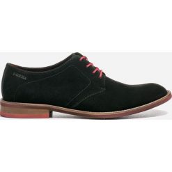 Czarne welurowe buty typu oxford. Czarne półbuty męskie marki Badura, bez wzorów, z weluru, bez zapięcia. Za 329,99 zł.