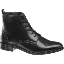 Botki damskie 5th Avenue czarne. Czarne botki damskie na zamek 5th Avenue, na jesień, z materiału, na sznurówki. Za 199,90 zł.
