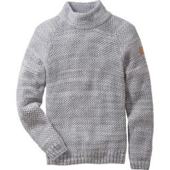 Sweter ze stójką Regular Fit bonprix szary melanż. Szare golfy męskie bonprix, l, z aplikacjami, z dzianiny, ze stójką. Za 89,99 zł.