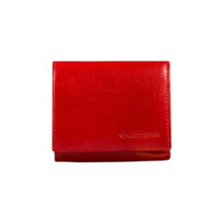Portfele damskie: Skórzany portfel w kolorze czerwonym – (S)10,5 x (W)9 cm