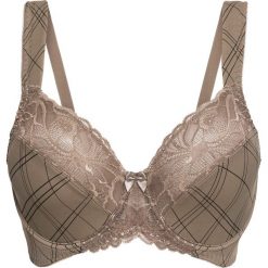 Biustonosz minimizer na fiszbinach bonprix brunatno-czarny z nadrukiem. Pomarańczowe biustonosze bonprix, z nadrukiem. Za 54,99 zł.