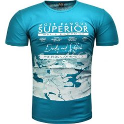Koszulka męska t-shirt z nadrukiem niebieski Recea. Niebieskie koszulki męskie Recea, xl, z nadrukiem, z bawełny, bez kołnierzyka, bez rękawów. Za 19,99 zł.