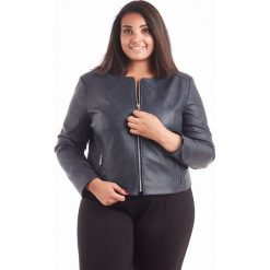 Granatowy żakiet Katrin chanelka duże rozmiary. Niebieskie żakiety damskie Moda Size Plus Iwanek, s, bez wzorów, z jeansu. Za 169,90 zł.
