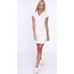 Sukienka polo w serduszka kremowa 7689. Białe sukienki damskie Fasardi, l, bez wzorów, polo, bez rękawów. Za 59,00 zł.