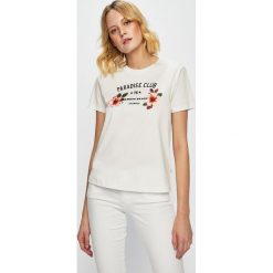 Scotch & Soda - Top. Białe bluzki damskie Scotch & Soda, s, z nadrukiem, z bawełny, casualowe, z okrągłym kołnierzem. W wyprzedaży za 129,90 zł.