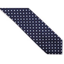 Granatowy krawat męski w kropki D253. Niebieskie krawaty męskie Adam Collection - Krawaty i dodatki, na co dzień, bez wzorów, z tkaniny, casualowe. W wyprzedaży za 49,50 zł.