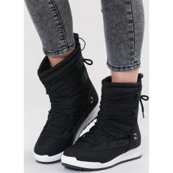 Czarne Śniegowce Cozy Harbour. Czarne buty zimowe damskie other, z materiału, z okrągłym noskiem, na płaskiej podeszwie. Za 99,99 zł.