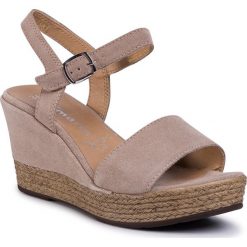 Sandały TAMARIS - 1-28062-24 Taupe 341. Brązowe klapki damskie Tamaris, bez wzorów, z zamszu, bez obcasa, na obcasie. W wyprzedaży za 179,00 zł.