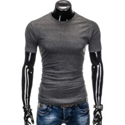 T-shirt męski bez nadruku S884 - grafitowy. Szare t-shirty męskie Ombre Clothing, s, z nadrukiem, z bawełny, bez kołnierzyka. Za 16,99 zł.