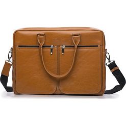 Torba Solier Męska torba ze skóry na ramię, laptopa ROYAL camel. Brązowe torby męskie skórzane Solier, bez wzorów, ze skóry, na ramię. Za 697,27 zł.