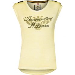 T-shirt AERONAUTICA MILITARE. Żółte bluzki damskie Aeronautica Militare, s, bez wzorów, z wiskozy, z okrągłym kołnierzem. Za 390,00 zł.