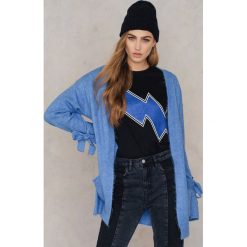 Kardigany damskie: Trendyol Kardigan z wiązanym rękawem – Blue