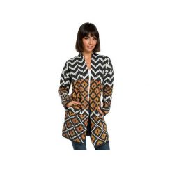 BK007 Stylowy kardigan we wzór. Pomarańczowe swetry damskie BE, bez wzorów, z jeansu. Za 145,00 zł.